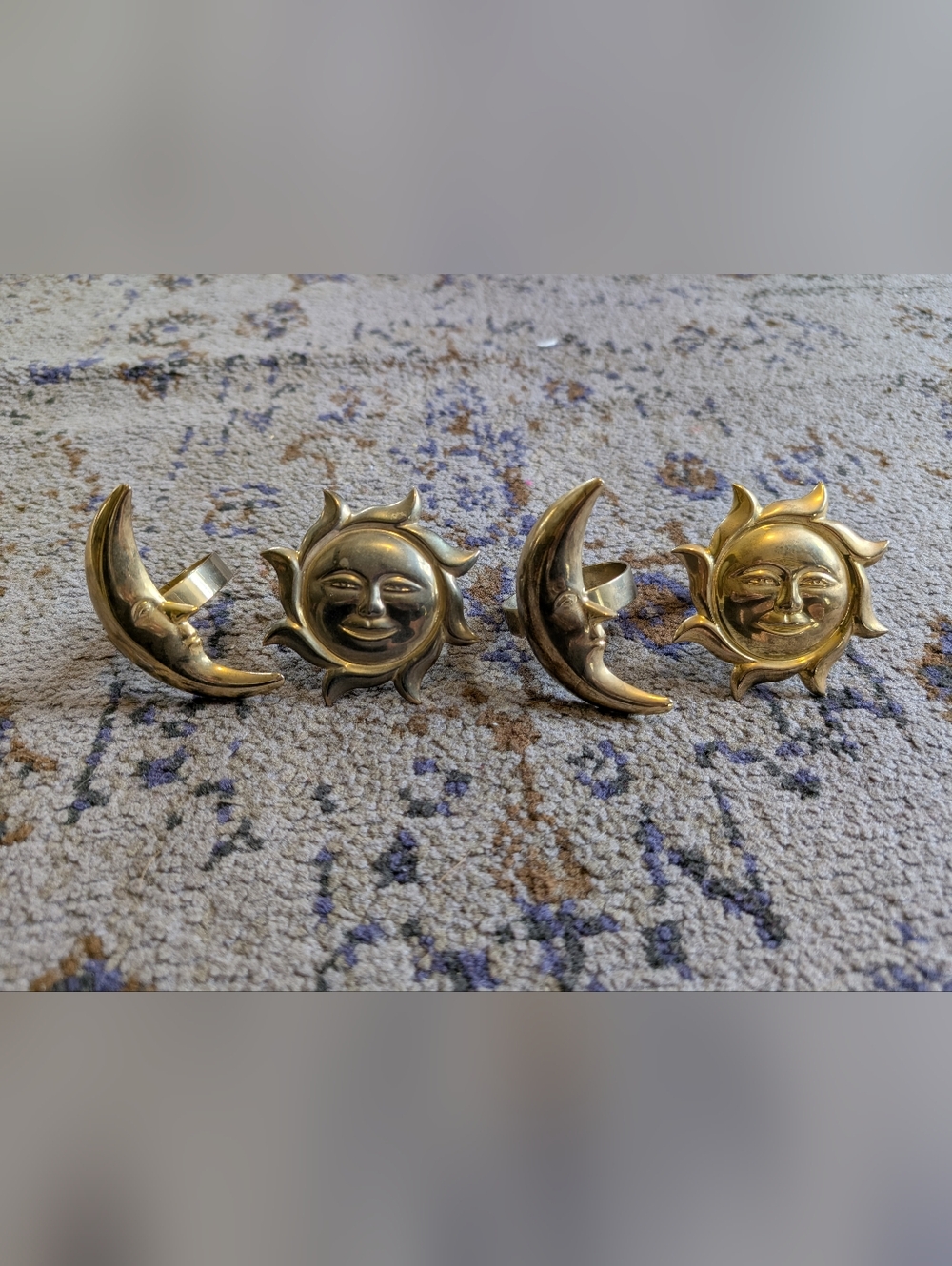 Vintage Celestial Napkin Rings In Gold — Set Of 4